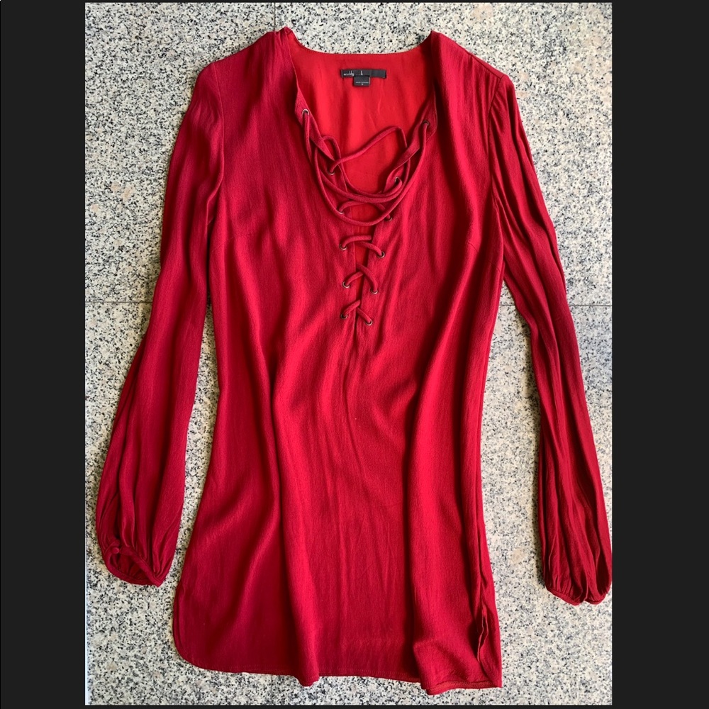 Red lace up dress